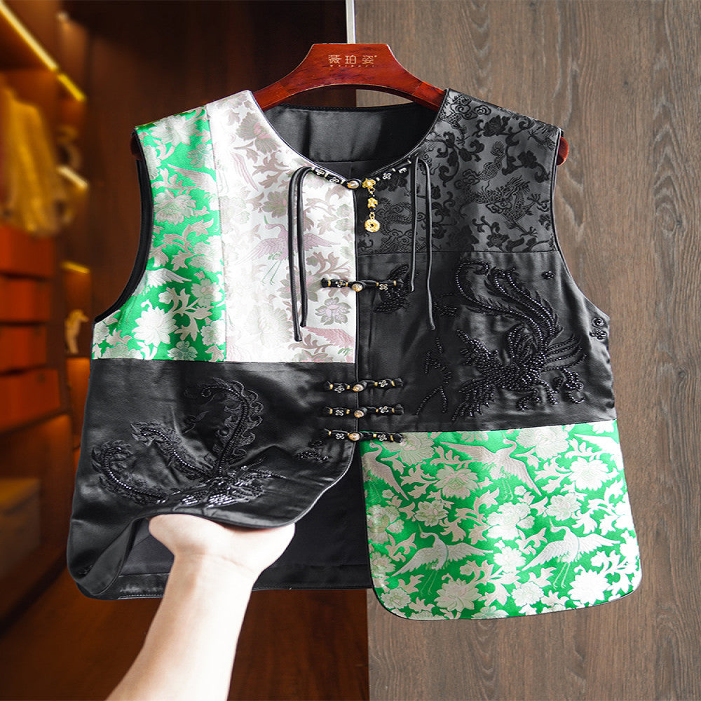 Western fashion heavy industry China Chic style embroidery this year popular vest 2024 chic new Chinese style beaded pan button top image 1