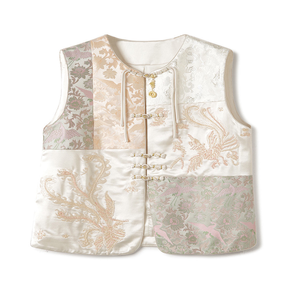 Western fashion heavy industry China Chic style embroidery this year popular vest 2024 chic new Chinese style beaded pan button top image 4