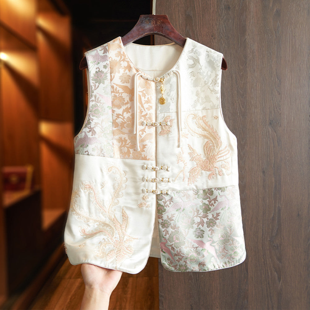 Western fashion heavy industry China Chic style embroidery this year popular vest 2024 chic new Chinese style beaded pan button top image 11
