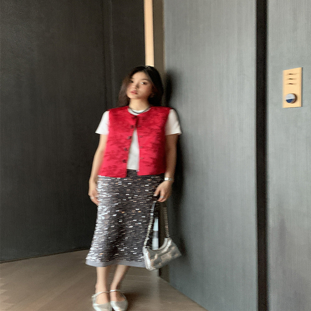 Princess Jin an RARE ME New Style Western Style Chinese Style Two Sided Wearing Silk Embroidered Vest Women s Clothing image 5