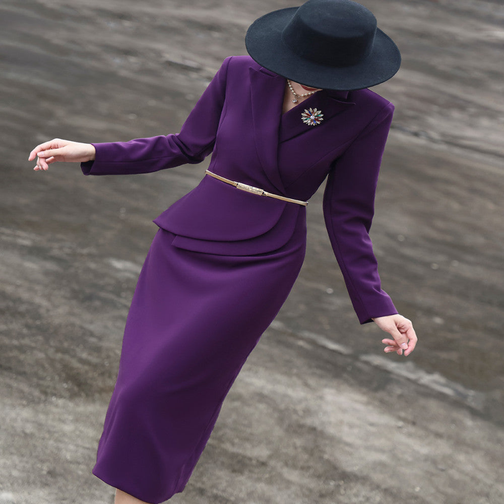 Lanser 2025 autumn new style temperament commuting high end slim fit lace up hip suit skirt dress image 1