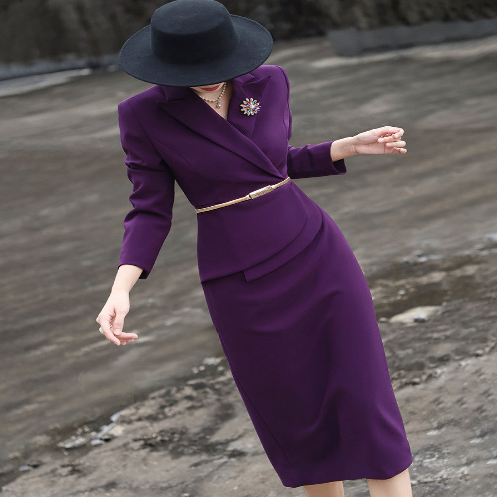 Lanser 2025 autumn new style temperament commuting high end slim fit lace up hip suit skirt dress image 3