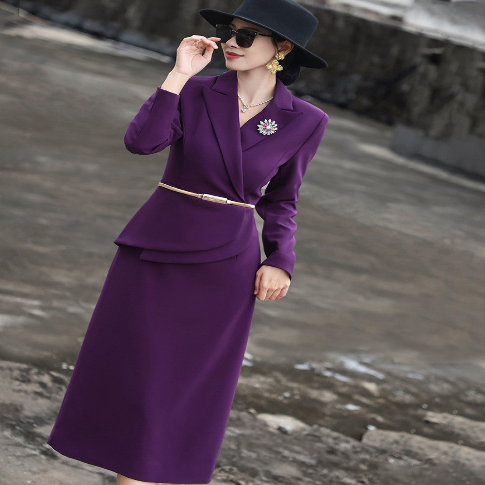 Lanser 2025 autumn new style temperament commuting high end slim fit lace up hip suit skirt dress image 4