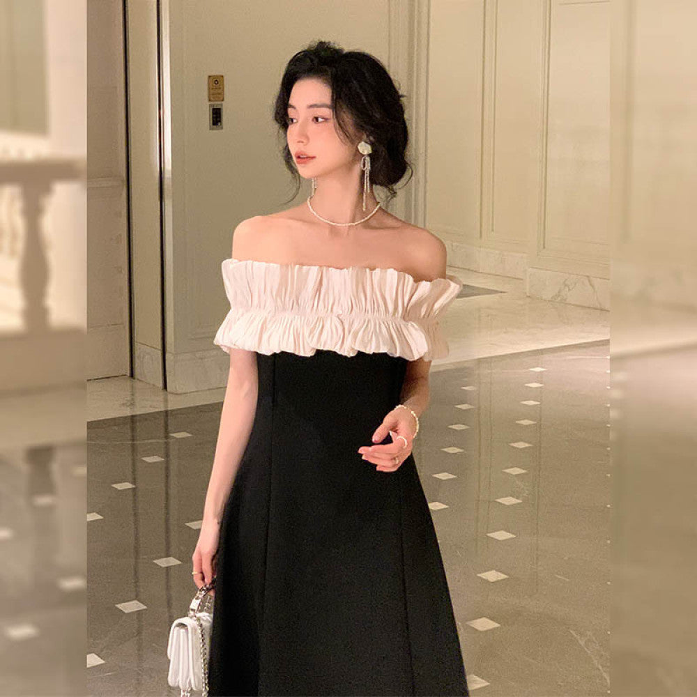 Modu light luxury one shoulder off shoulder dress spring and summer high end engagement banquet light evening dress can be worn on ordinary days image 2