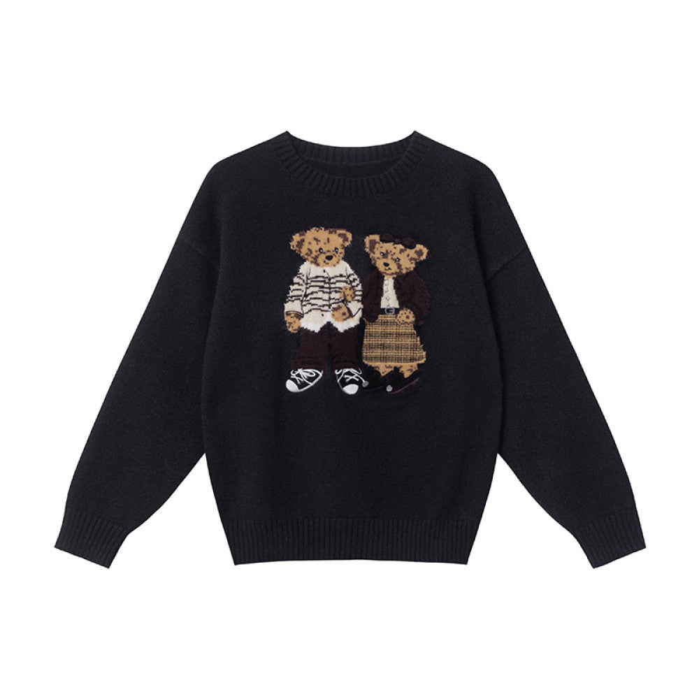 Hello Canon Retro Cartoon Bear Jacquard Round Neck Knitted Sweater for Women Spring New Loose Small Sweater image 7