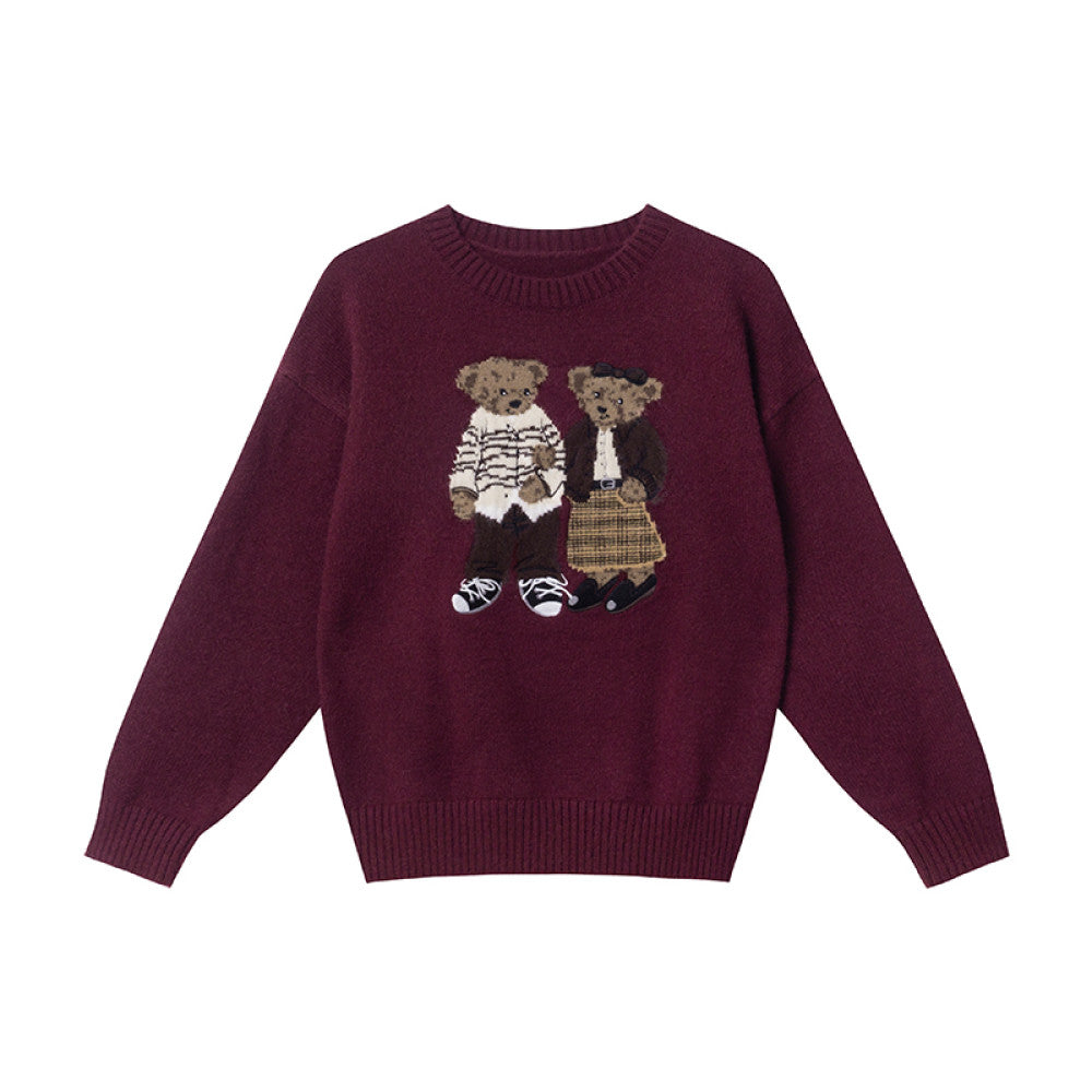 Hello Canon Retro Cartoon Bear Jacquard Round Neck Knitted Sweater for Women Spring New Loose Small Sweater image 40
