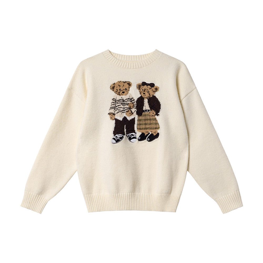 Hello Canon Retro Cartoon Bear Jacquard Round Neck Knitted Sweater for Women Spring New Loose Small Sweater image 46