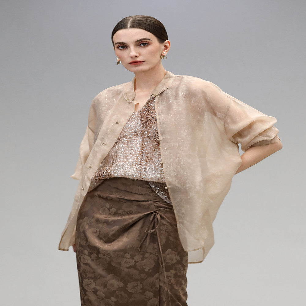 COCOBELLA New Chinese Style Handmade Button Shirt Dark Pattern Rayon National Style Shirt Cardigan SR0036 5 image 2