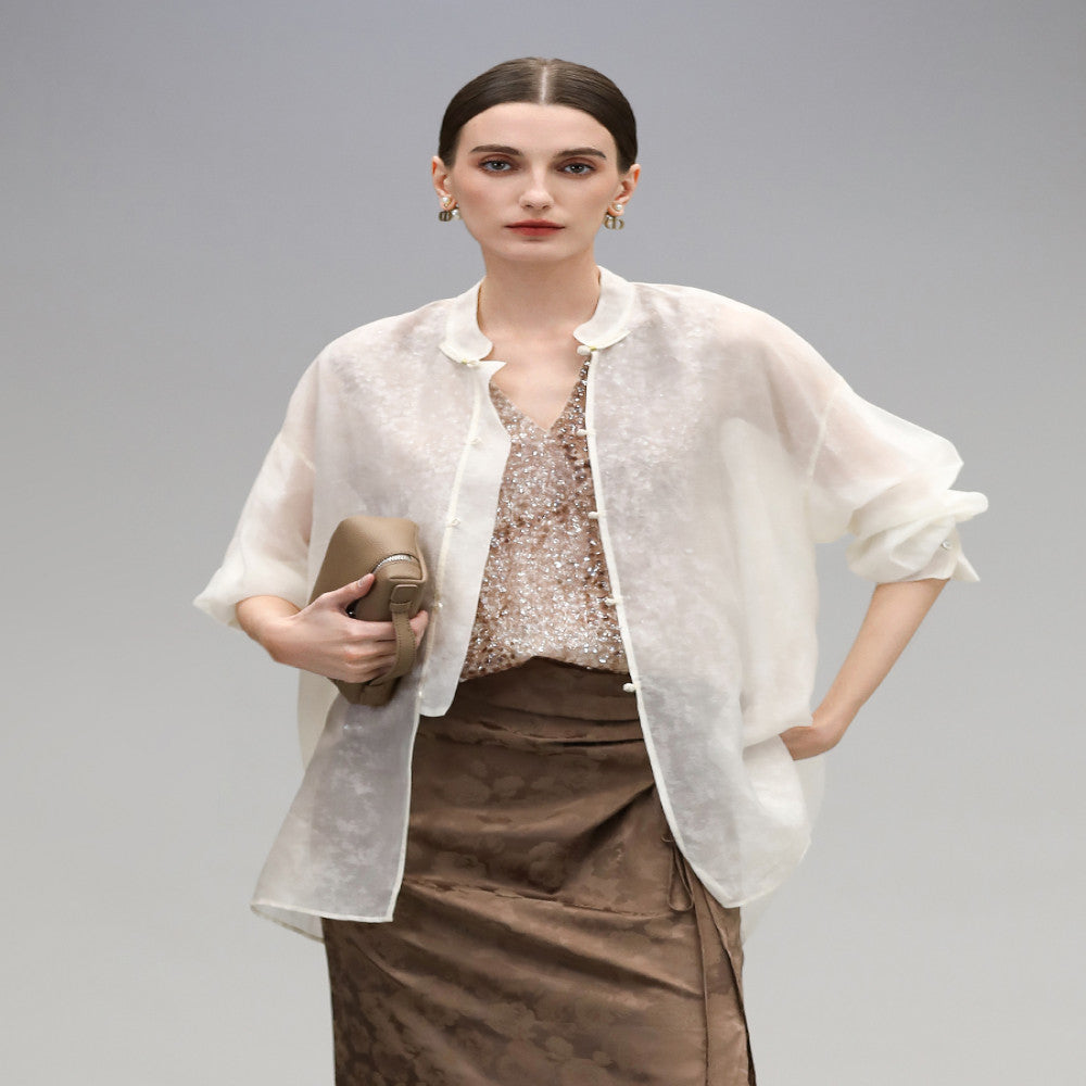 COCOBELLA New Chinese Style Handmade Button Shirt Dark Pattern Rayon National Style Shirt Cardigan SR0036 5 image 3