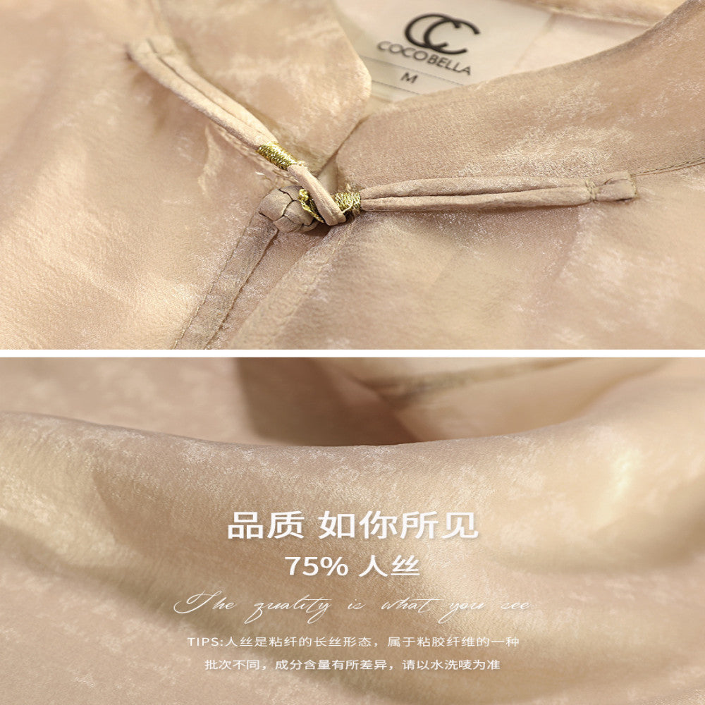 COCOBELLA New Chinese Style Handmade Button Shirt Dark Pattern Rayon National Style Shirt Cardigan SR0036 5 image 5