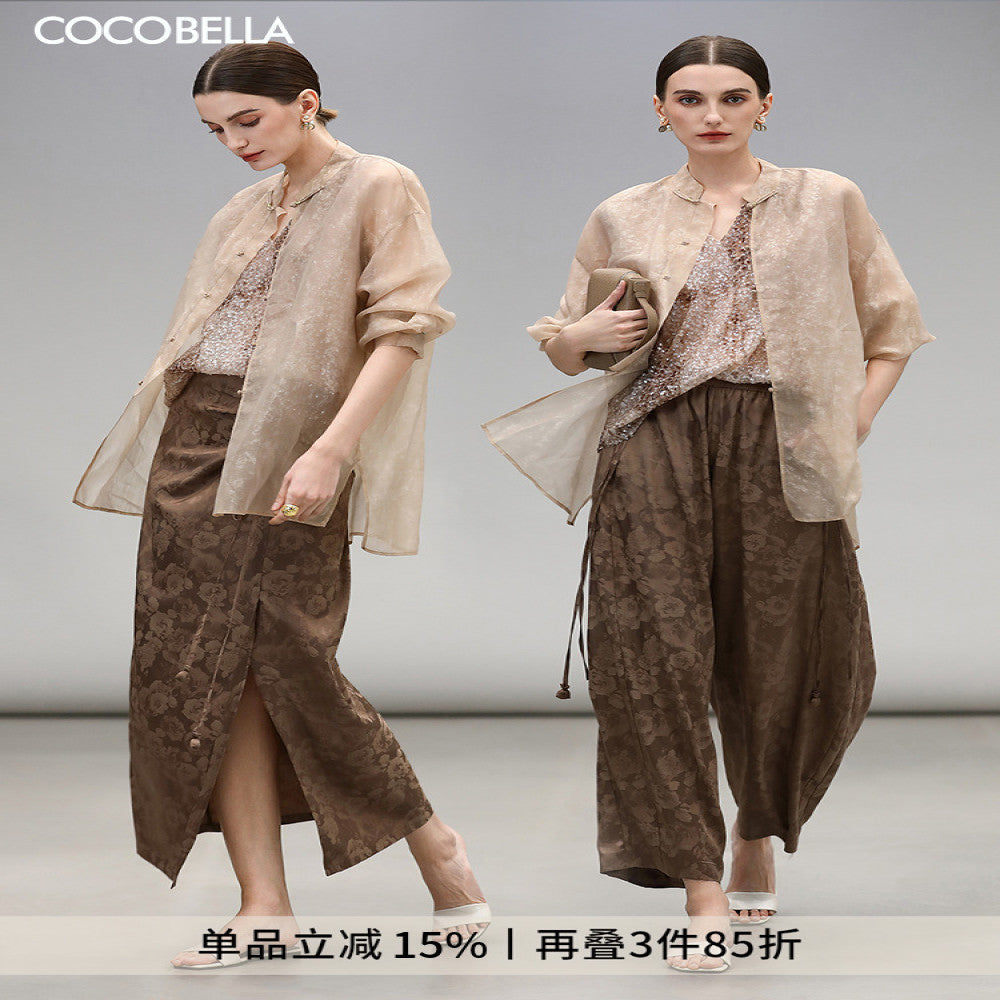 COCOBELLA New Chinese Style Handmade Button Shirt Dark Pattern Rayon National Style Shirt Cardigan SR0036 5 image 0