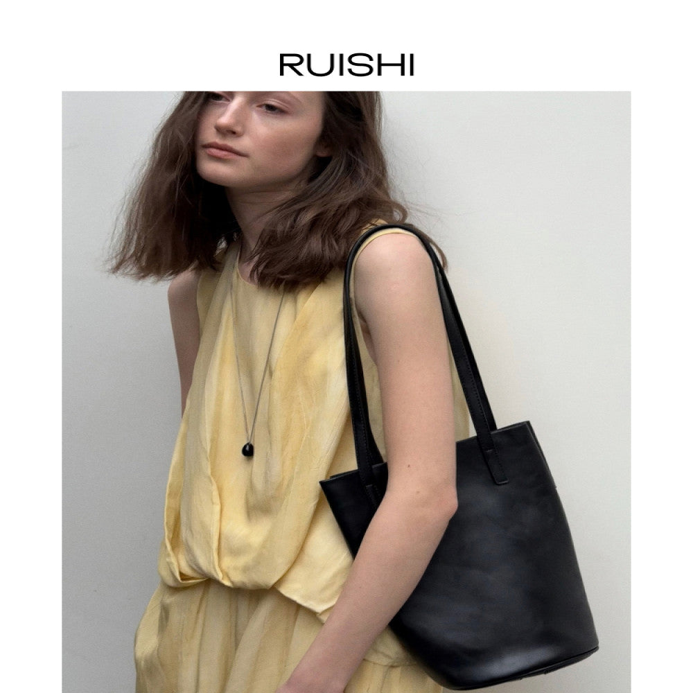 RUISHI 100 person silk sand washing process three dimensional pleated sleeveless top balloon pants set women s summer image 5