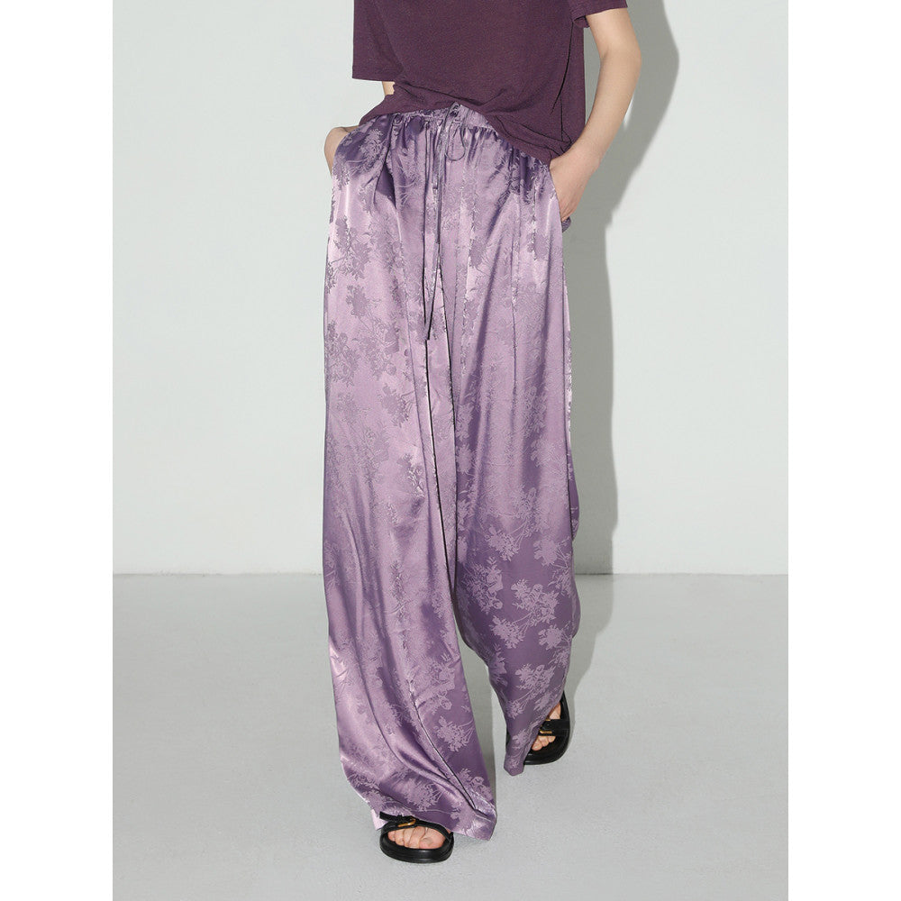 COCOBELLA New Chinese Style Dark Jacquard Glossy Satin Drape Wide Leg Pants Women s Casual Pants PA3026 3 image 7