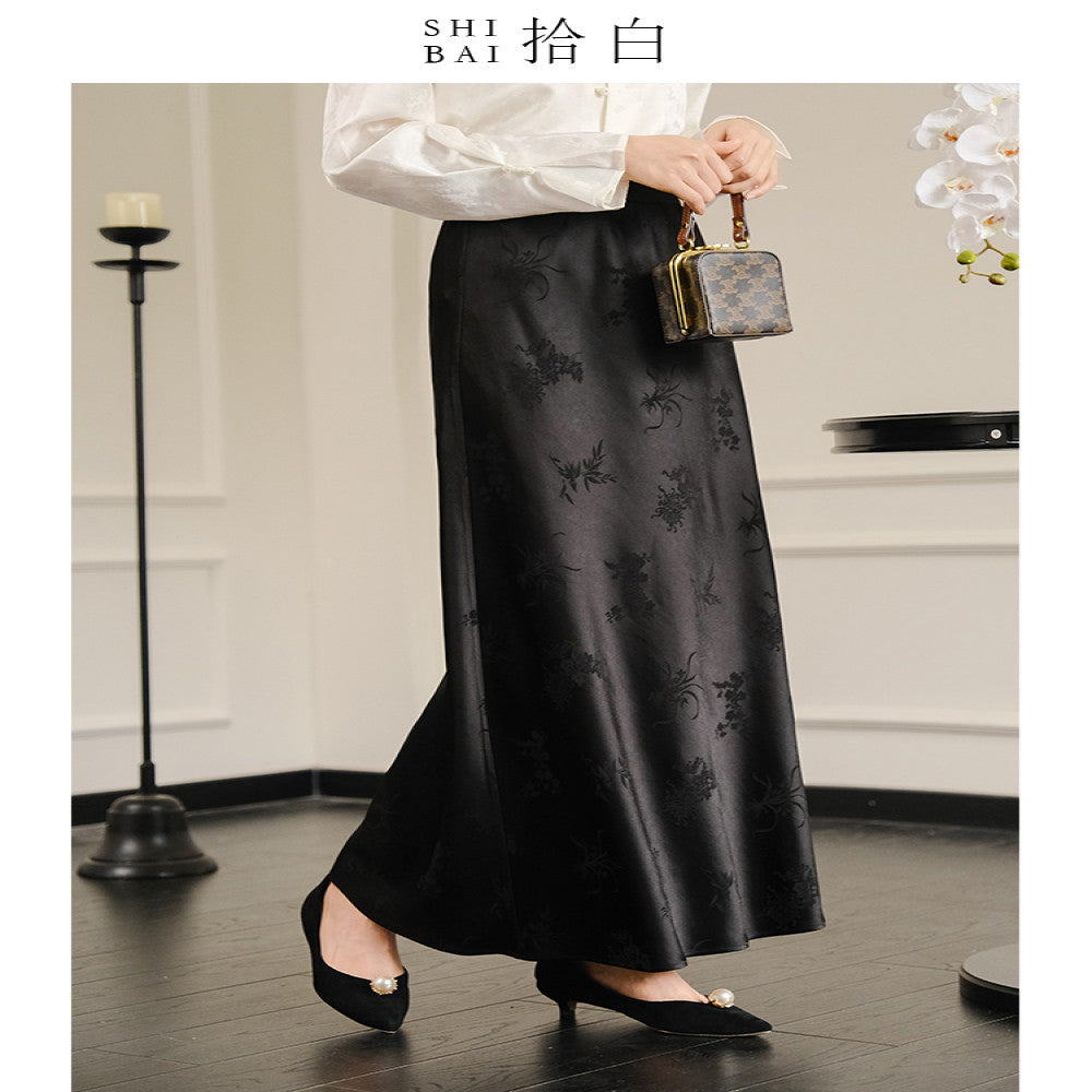 SHIBAI Shibai Plum Orchid Bamboo and Chrysanthemum New Chinese Style Jacket Autumn High end Acetate Jacquard Chinese Style Embroidery Button Top image 18