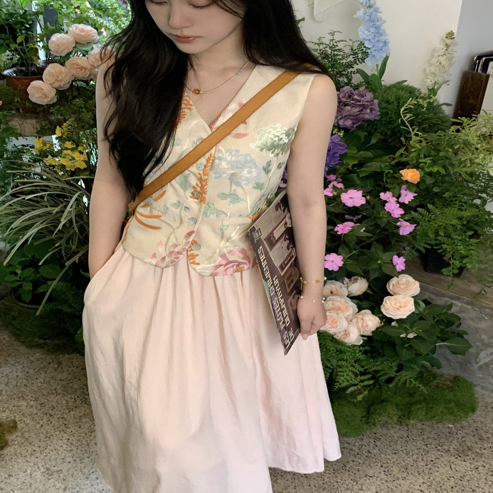 🌼 ASAYA-3825: Bloom & Play Linen Dress + Vest Set! 🌼