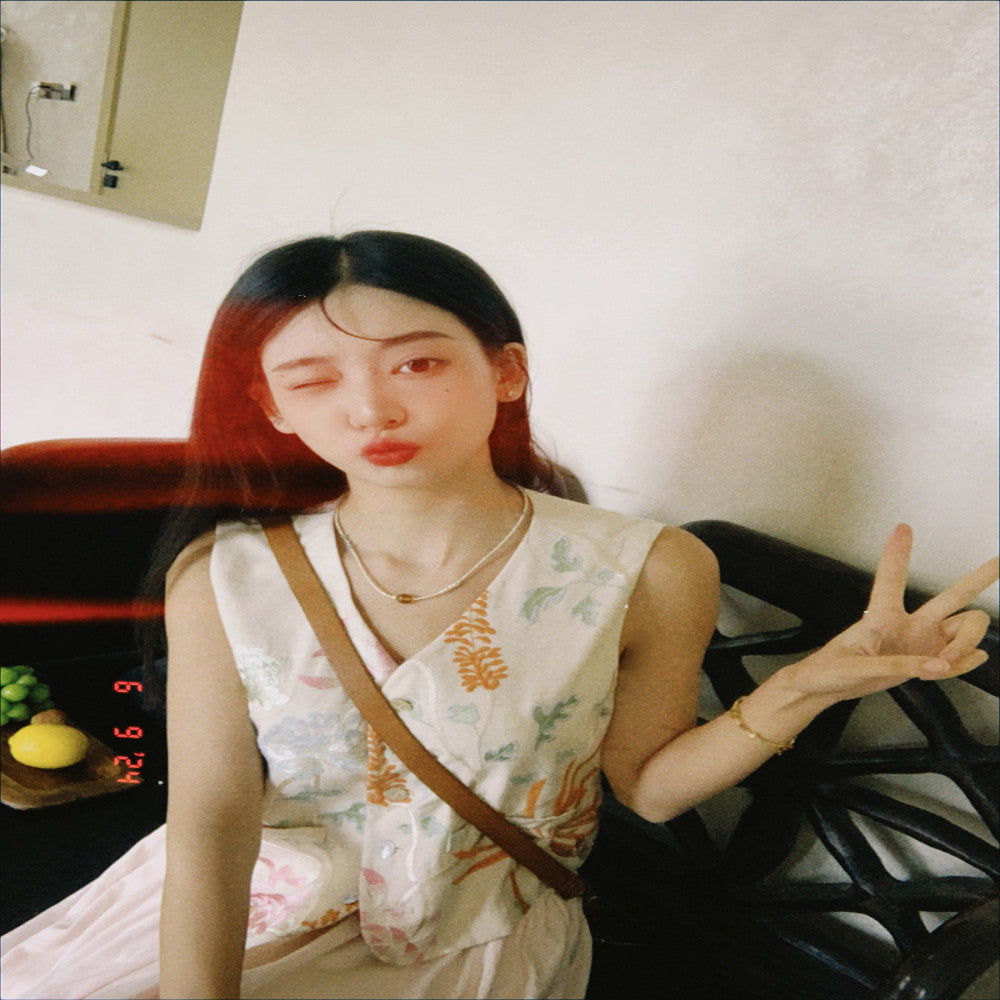 Thecoco linen embroidery old money style original halter neck dress vest suit female summer heavy industry temperament image 40