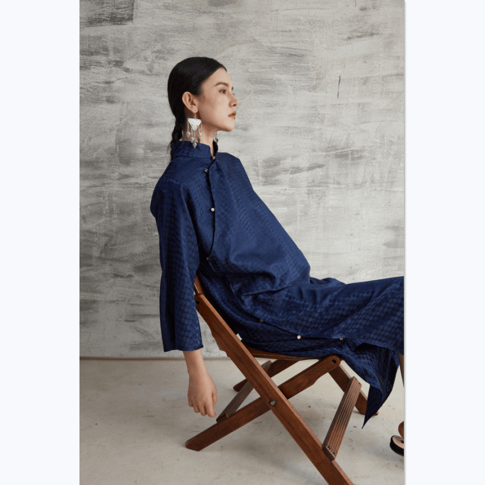 TAORAN women s clothing Republic of China style daily improvement cheongsam with slanted collar jade beads buttoned down sleeves long sleeved shirt artistic Zen tea suit image 8