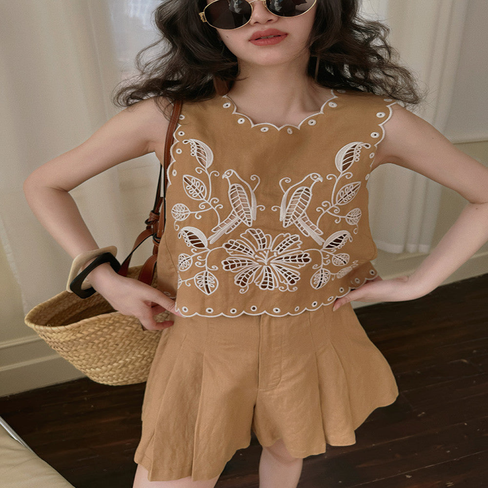 TOP Home Holiday Set French Romantic Exquisite Heavy Industry Positioning Hollow Embroidery Lace Vest Umbrella Swing Shorts image 11