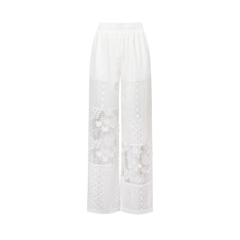TOP home hazy beauty French romantic retro irregular micro carved hollow lace splicing trousers bag women image 12