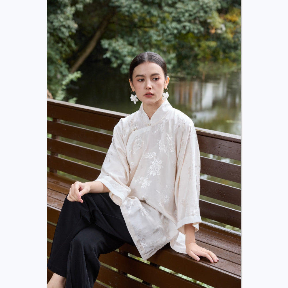 ASAYA-3766 “National Style Cheongsam Zen Tea Shirt” 🔵✨