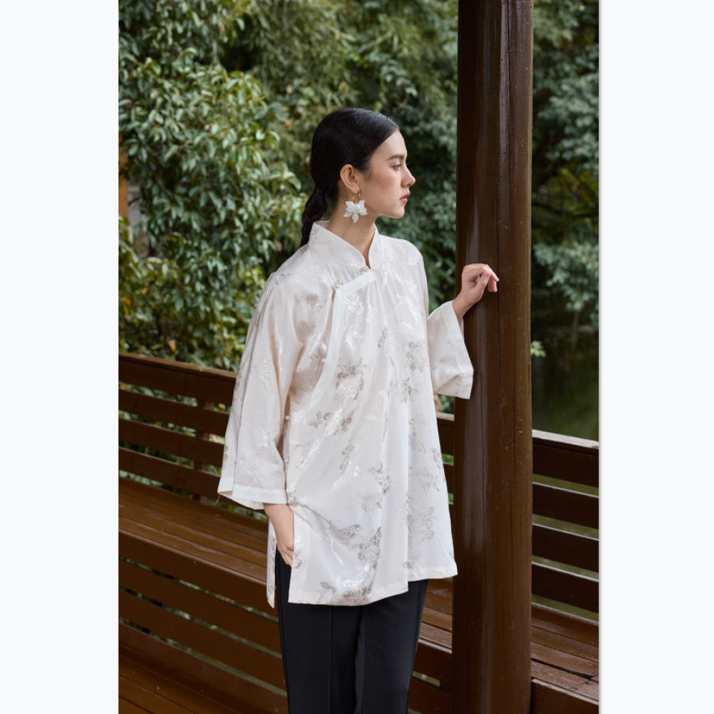 TAORAN women s clothing oriental style new Chinese style tops women s new improved cheongsam buttoned shirt national style Zen tea service image 2