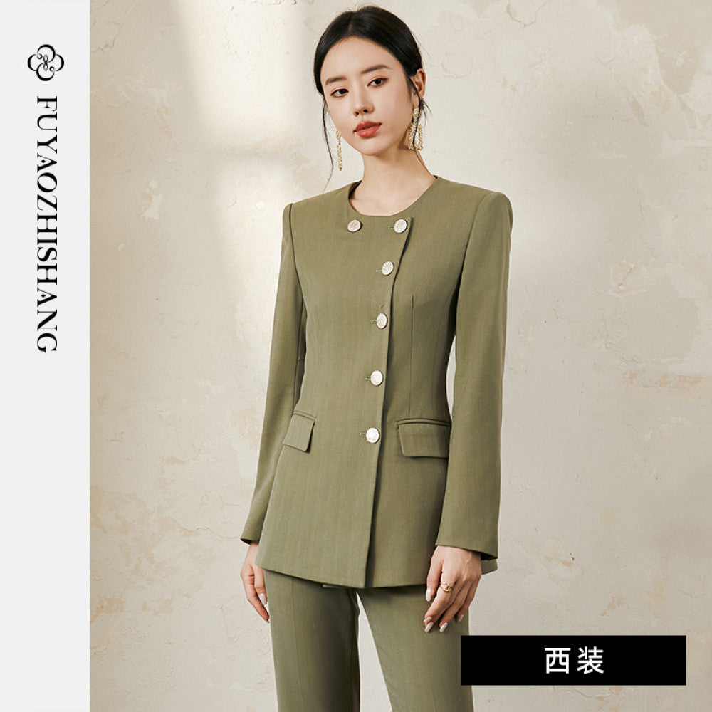Customized runway haute couture light commuting wool suit set for women s micro flared pants no returns or exchanges supported image 10