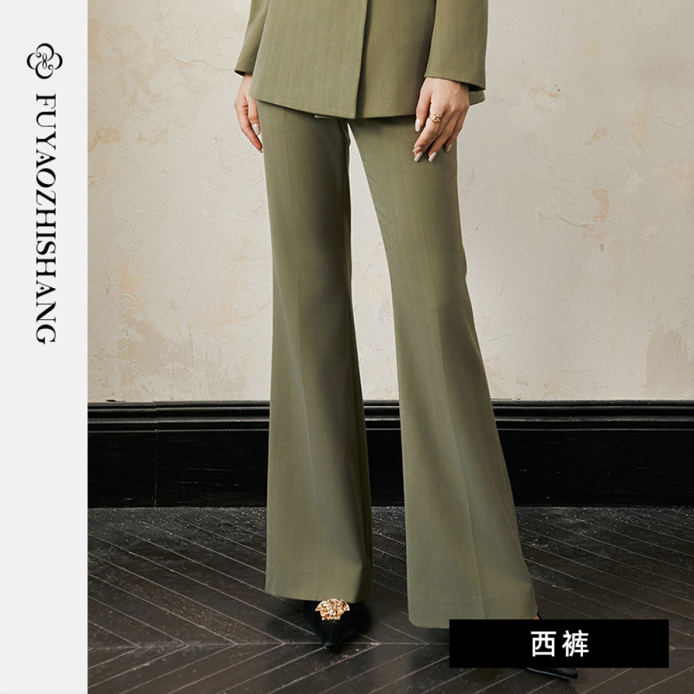 Customized runway haute couture light commuting wool suit set for women s micro flared pants no returns or exchanges supported image 14