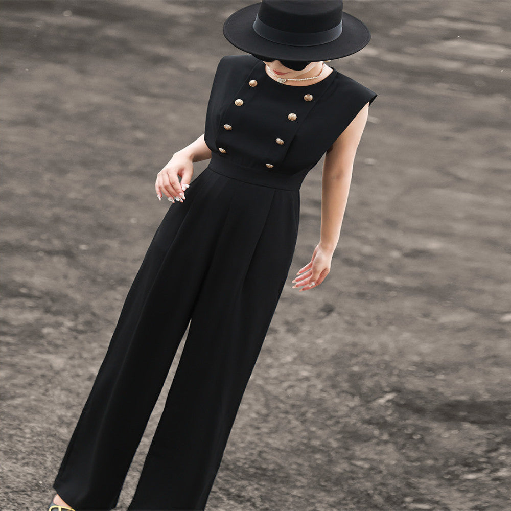 Lanser 2025 Summer New Style High Waist and Skinny Wide Leg Pants Sleeveless Commuter jumpsuit for Women image 12