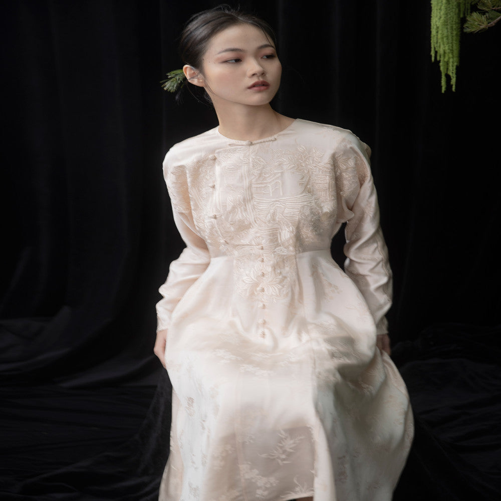 Pink embroidery new Chinese style improved retro dress with spring and summer design sense Dress sold out and not restocked image 16