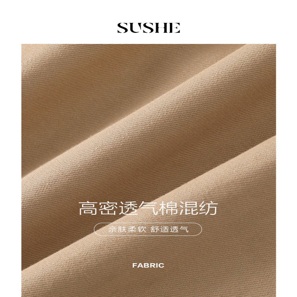 Shuxi SUSHE Yapi and Soft Skin Organic Cotton Blended High Waist Nine Fold Loose Wide Leg Casual Pants image 5