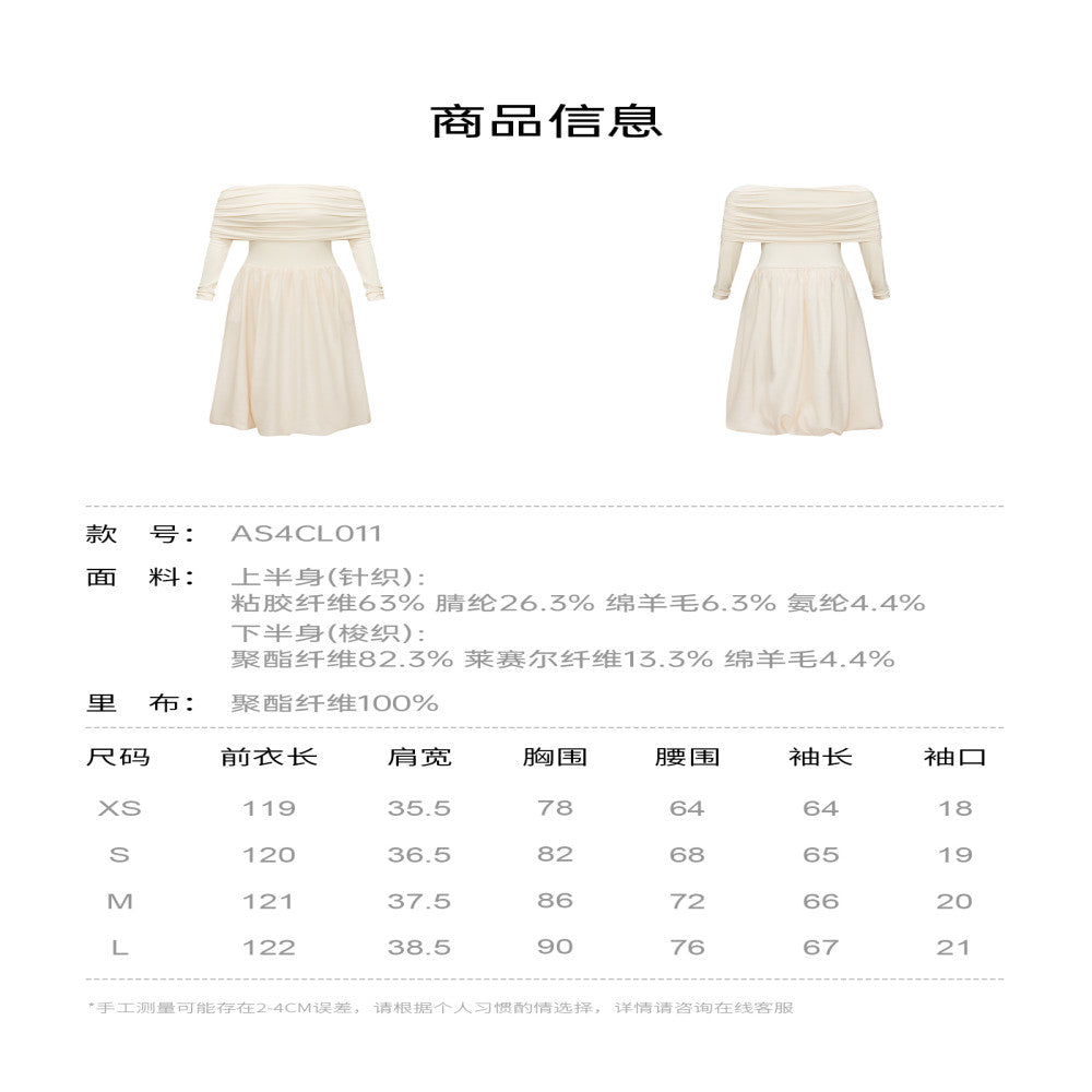 AEL original design niche one shoulder dress 2025 autumn Hepburn style temperament pleated French long skirt image 16