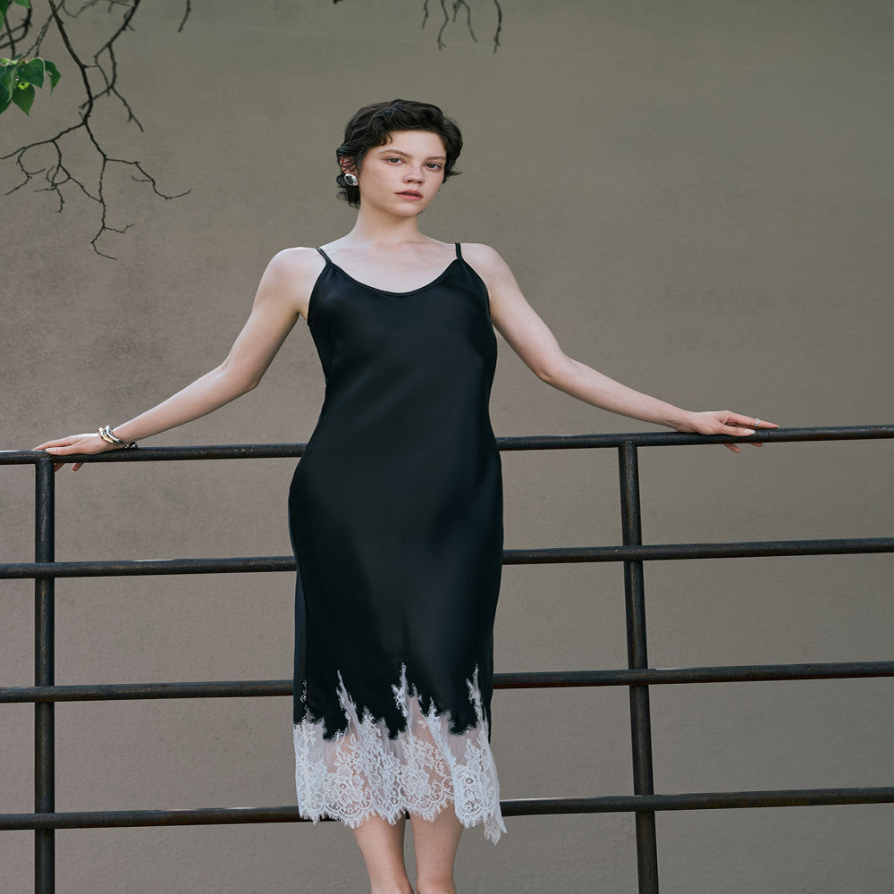 Confession Exclusive Lightweight Cool Gloss High Density Acetic Acid Classic Minimalist Elegant Slimming Strap Dress image 3