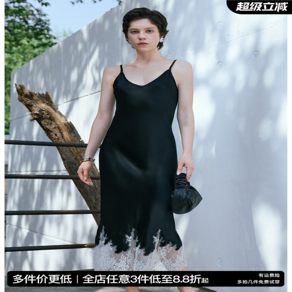 Confession Exclusive Lightweight Cool Gloss High Density Acetic Acid Classic Minimalist Elegant Slimming Strap Dress image 0