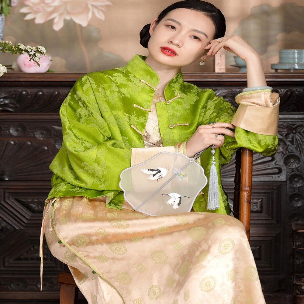 Good reputation PCY1474 Guanle crepe Chinese retro blouse spring and autumn coat winter cotton padded jacket top Tang suit image 2