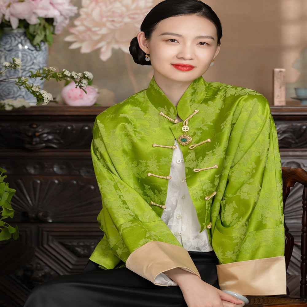 Good reputation PCY1474 Guanle crepe Chinese retro blouse spring and autumn coat winter cotton padded jacket top Tang suit image 4