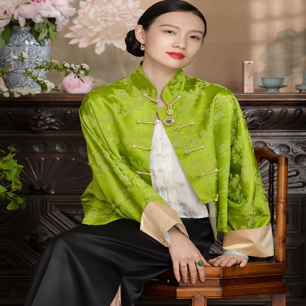 Good reputation PCY1474 Guanle crepe Chinese retro blouse spring and autumn coat winter cotton padded jacket top Tang suit image 5