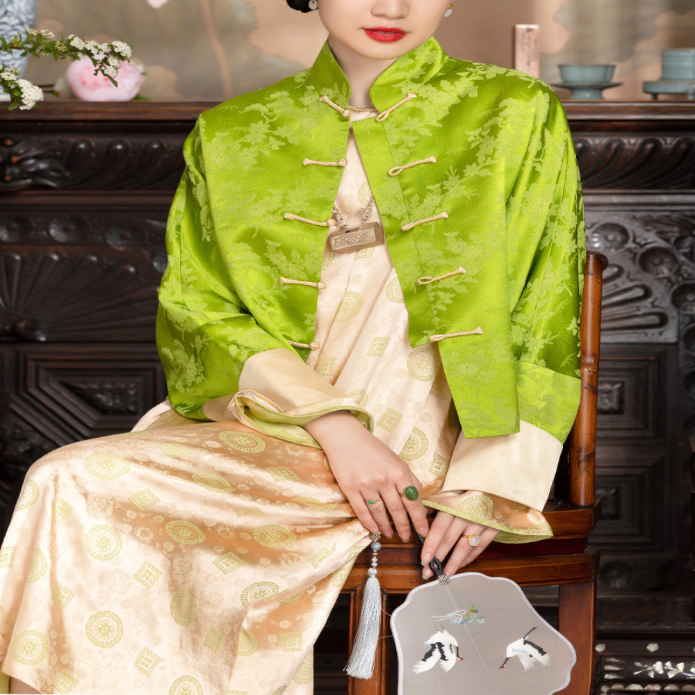 Good reputation PCY1474 Guanle crepe Chinese retro blouse spring and autumn coat winter cotton padded jacket top Tang suit image 0