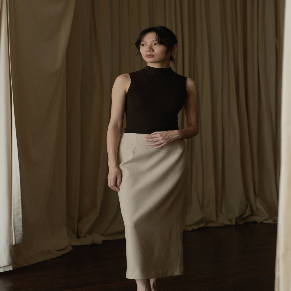 Summer temperament elegant seamless Yangtze all wool 60S semi high neck slim fit base sweater image 2