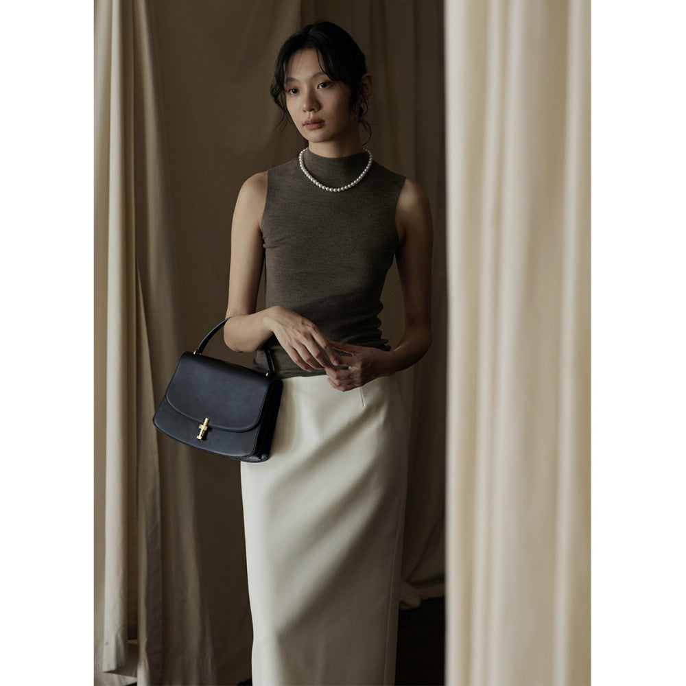 Summer temperament elegant seamless Yangtze all wool 60S semi high neck slim fit base sweater image 11