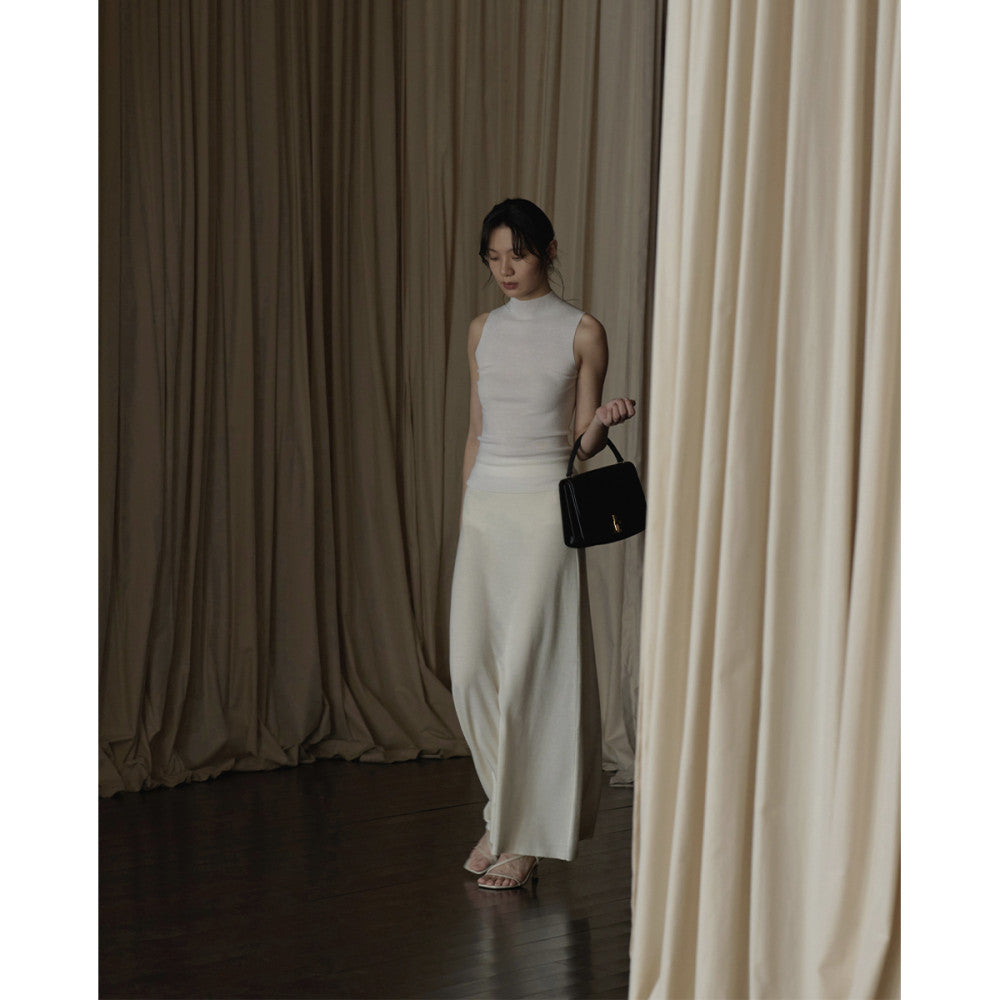 Summer temperament elegant seamless Yangtze all wool 60S semi high neck slim fit base sweater image 16