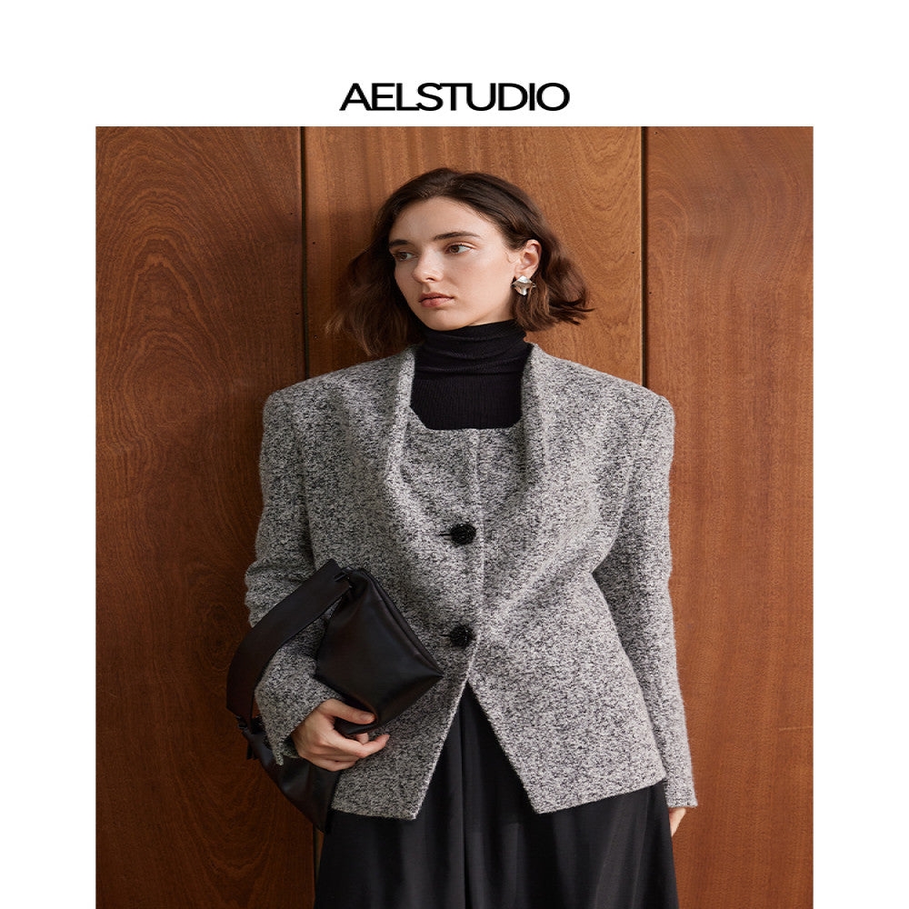 AEL original Gray style wool suit jacket for women in autumn 2025 new vintage style suit image 19