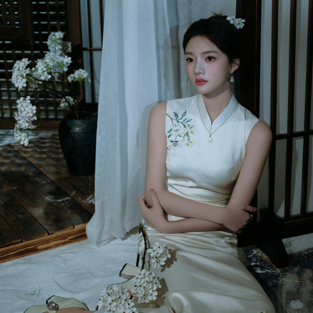 ASAYA3690 Yuanyang Teng" National style engagement white embroidered dress