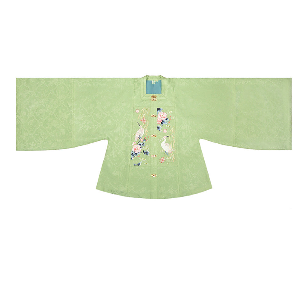Shanggong Language Egret from Yizhou Ming Dynasty Hanfu Imitation Makeup Flower Embroidery Square Collar Double Collar Complementary Clothing Cross Collar Coat Horse Face Skirt Spring and Autumn image 19