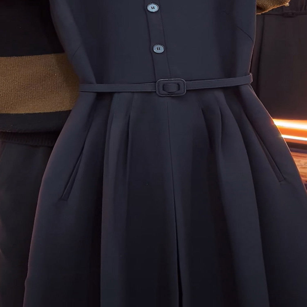 Spot high end and unique temperament slimming Hepburn style dress for women 2025 autumn new versatile long dress image 3