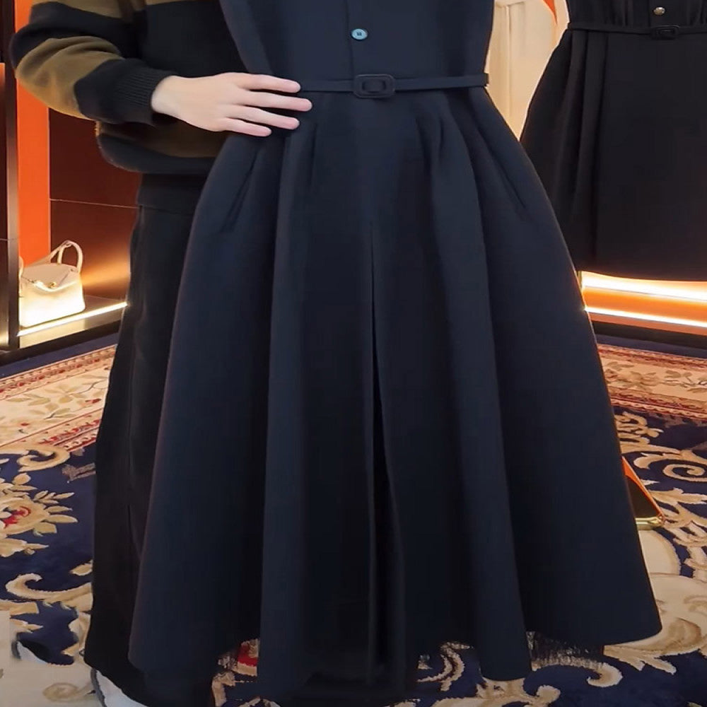 Spot high end and unique temperament slimming Hepburn style dress for women 2025 autumn new versatile long dress image 4