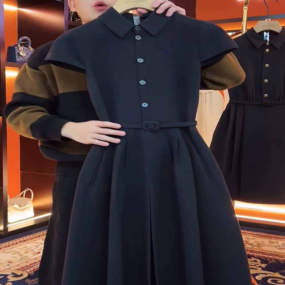 Spot high end and unique temperament slimming Hepburn style dress for women 2025 autumn new versatile long dress image 0