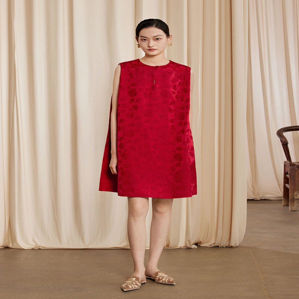 Ruyi Lianyun Spring and Autumn Dress New Jacquard Sleeveless Retro New Chinese Style Dress Women s Pan Button Chinese Style Short Dress image 1