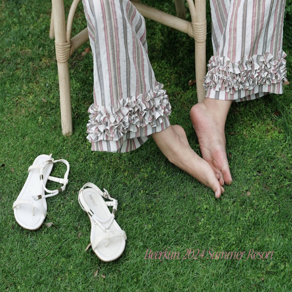 ASAYA3602 Freedom is Calling Pants 3 dimensional cotton with ruffles wide pants (3 colors)