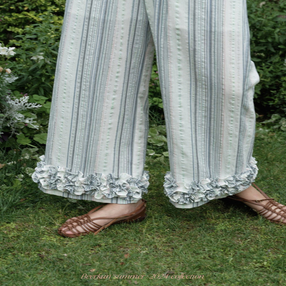 ASAYA3602 Freedom is Calling Pants 3 dimensional cotton with ruffles wide pants (3 colors)