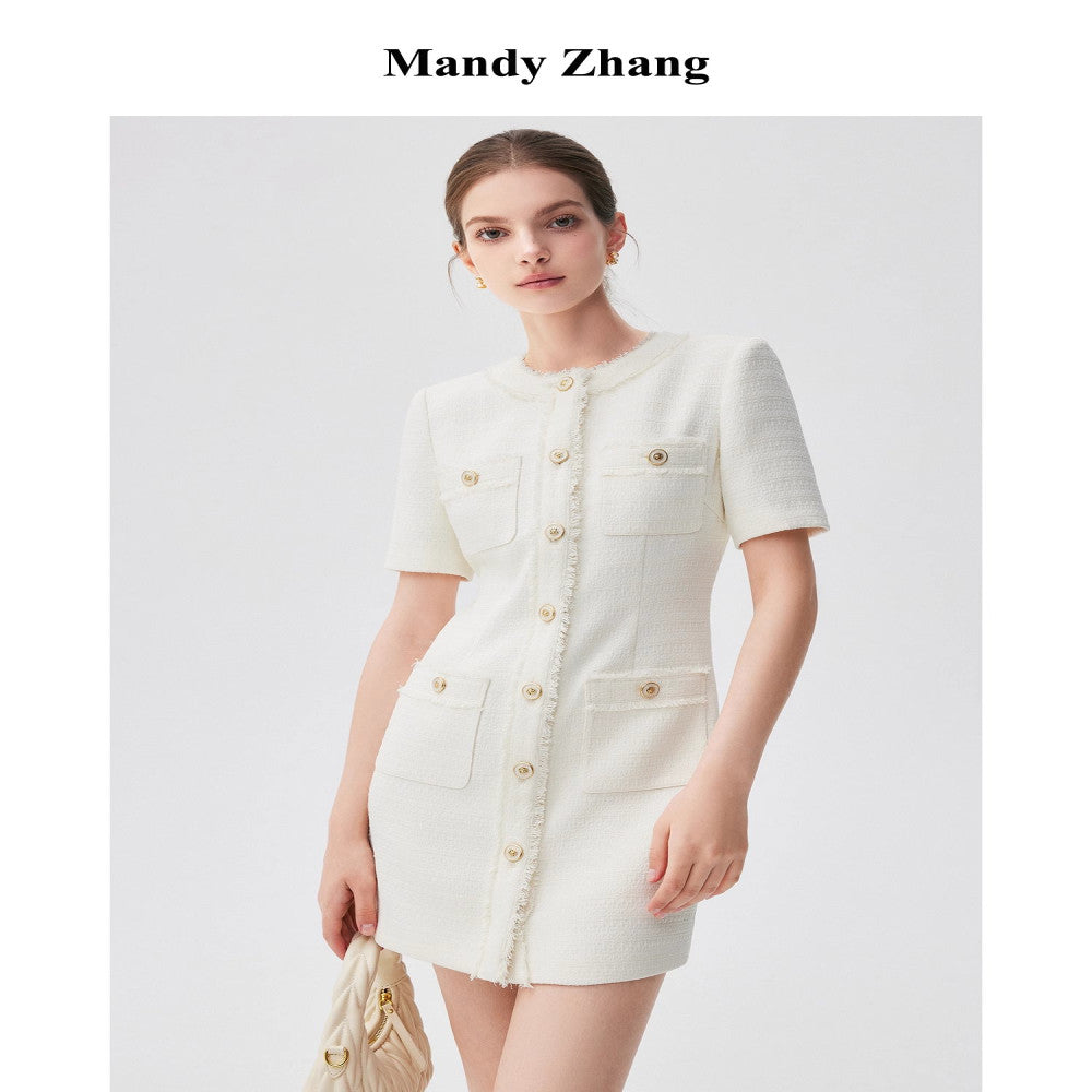 MandyZhang Pink Qianjin Style Small Fragrant Style Qianjin Dress Women s Summer French Short Skirt Engagement Dress image 23